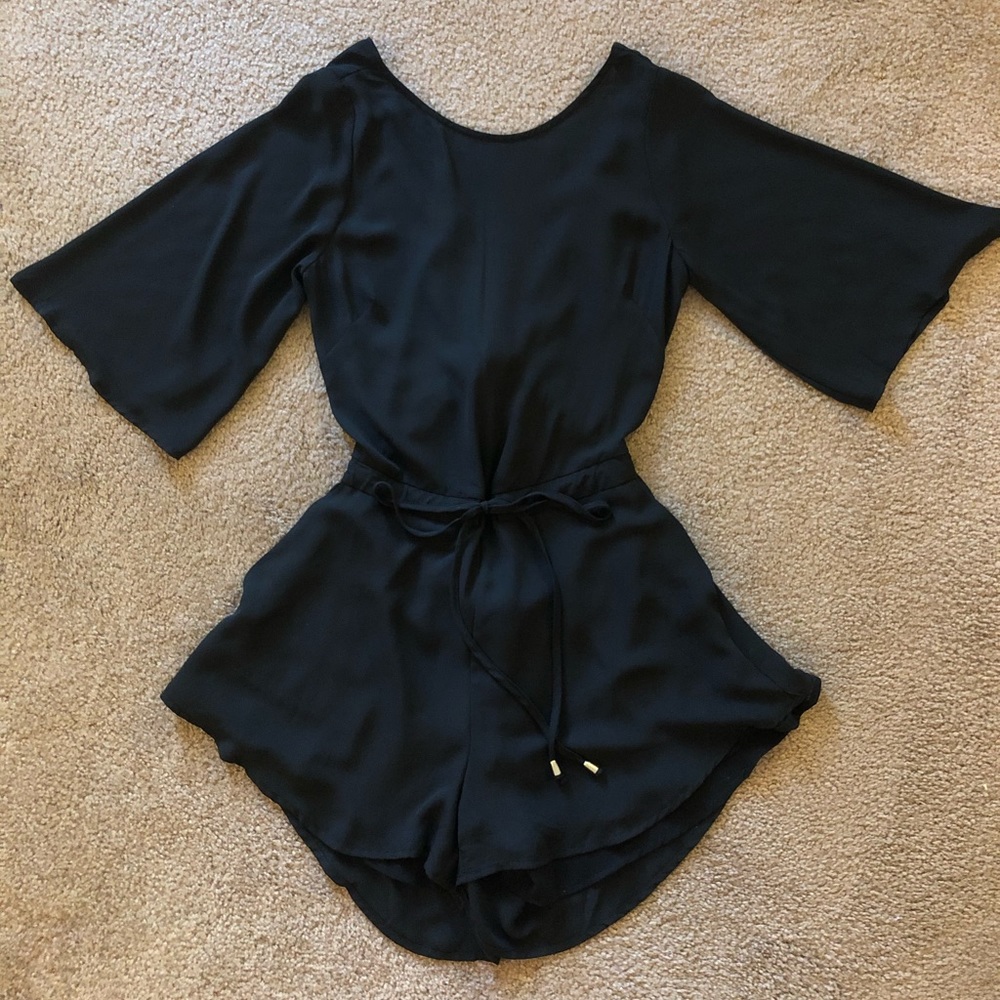 Black back-tie romper